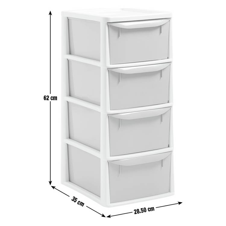 Argos Home plastic drawers 4 drawer light grey, imported from the UK