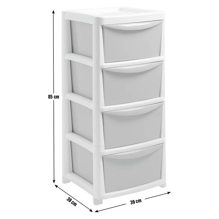 Argos Home 4 drawer wide plastic drawers light grey, UK version