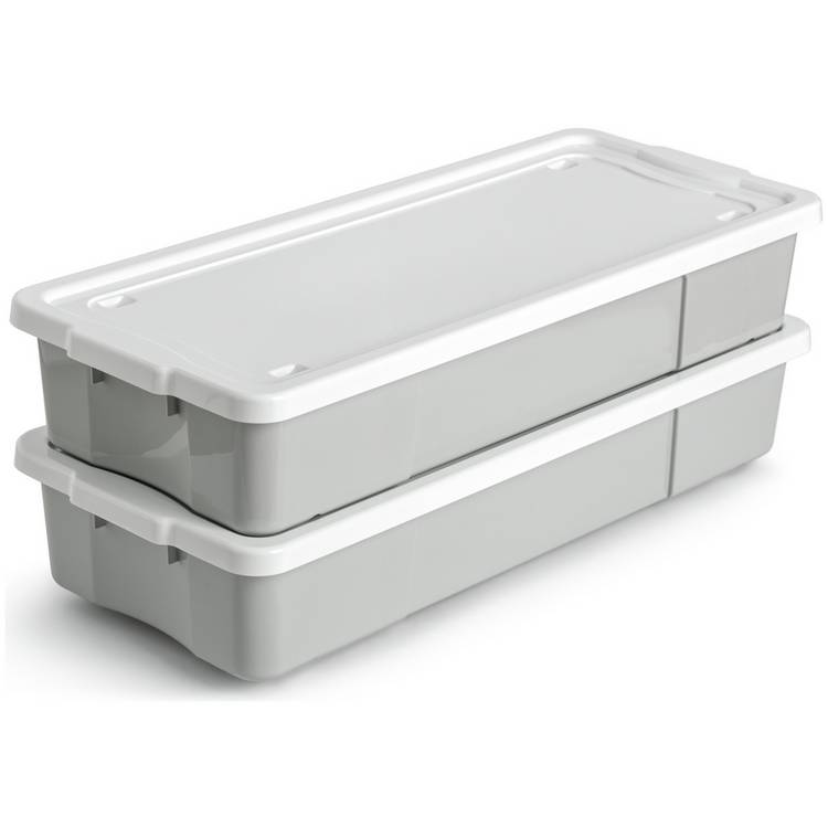 Argos Home wheeled underbed storage boxes grey 2x45L, imported from the UK