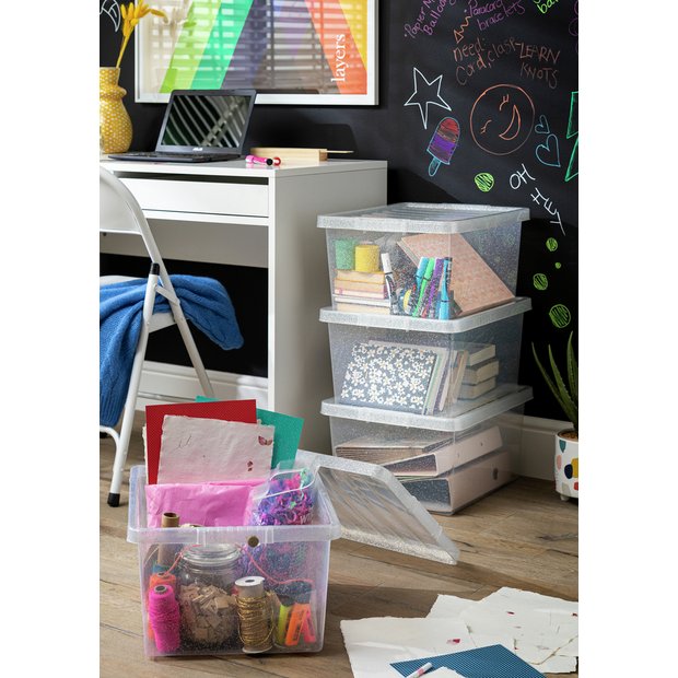 Argos Home glitter storage boxes set of 4 27 litre (British brand)
