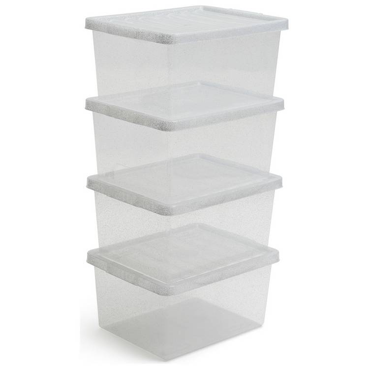 Argos Home glitter storage boxes set of 4 27 litre (British brand)