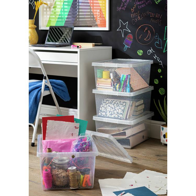 Argos Home glitter storage boxes set of 4 27 litre (British brand)
