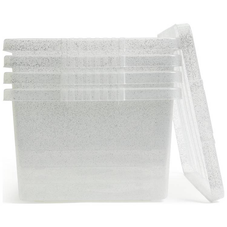 Argos Home glitter storage boxes set of 4 27 litre (British brand)