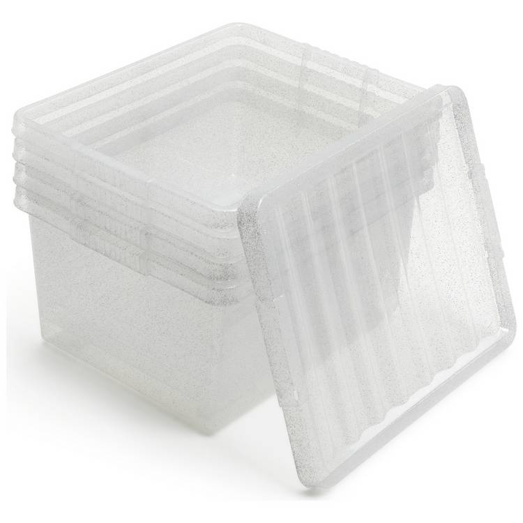 Argos Home glitter storage boxes set of 4 27 litre (British brand)