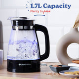 Russell Hobbs glass kettle black 1.7 litre - British product
