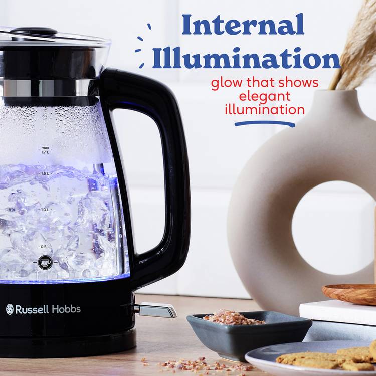 Russell Hobbs glass kettle black 1.7 litre - British product