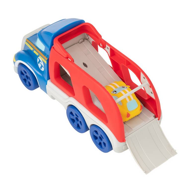 Chad Valley toy car transporter with yellow car - British product