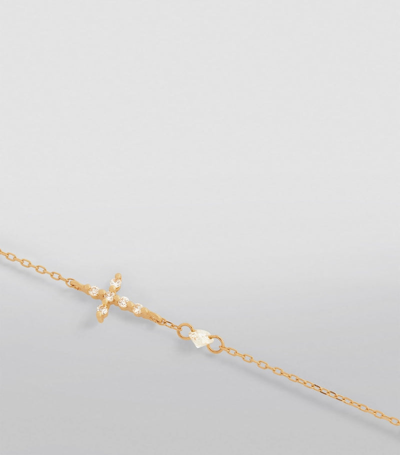 Persée gold cross bracelet with diamonds (British brand)