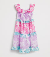Paisley Print Shirred Sleeveless Dress for Children 2-12 Years