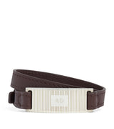 Harrods Dunhill Silver and Leather ID Tag Bracelet- Buy online at McGrocer