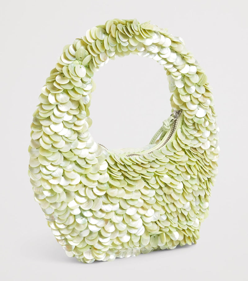 STAUD embellished reef bag with pearl shells (British brand)