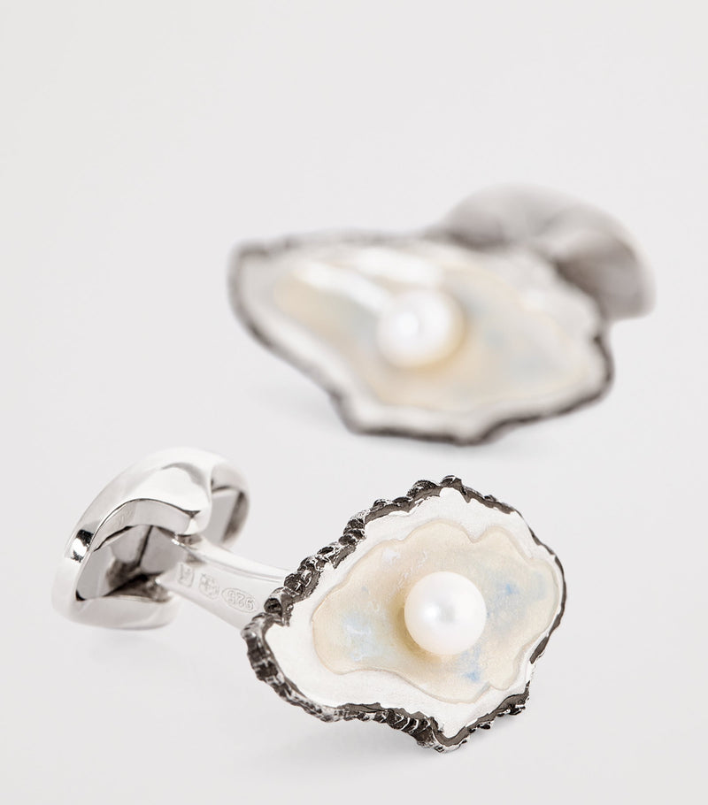 Deakin & Francis sterling silver oyster pearl cufflinks - British product