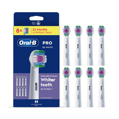 Holland & Barrett Oral-B Pro 3D White Toothbrush Heads 8 Count- Buy online at McGrocer