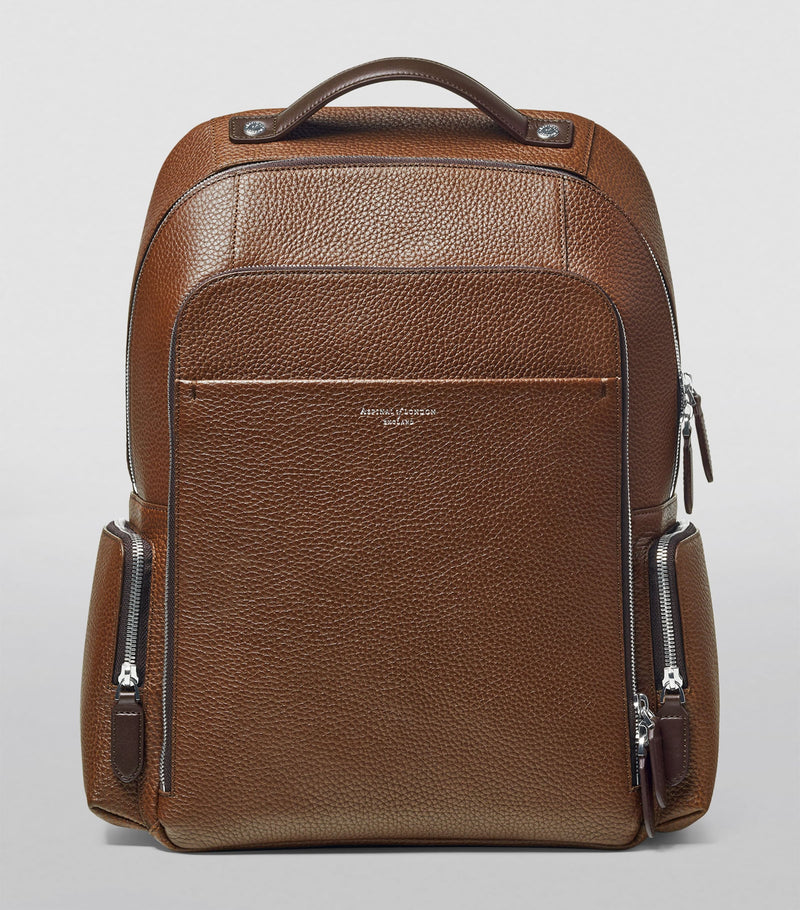 Aspinal of London Pebble Leather Reporter backpack, imported from the UK