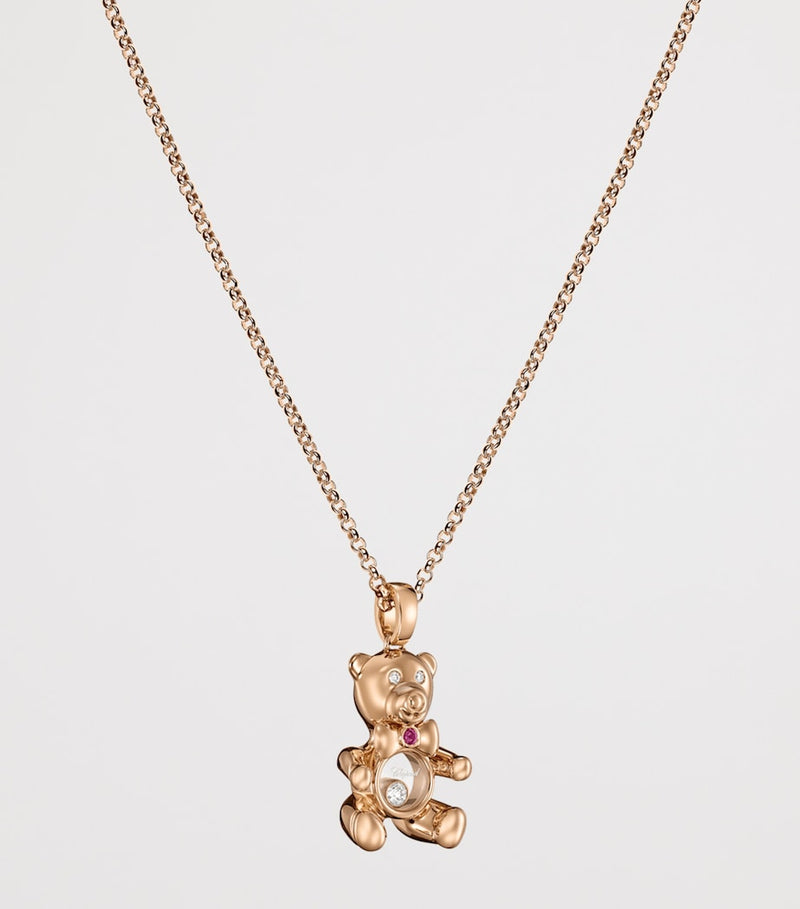 Chopard Happy Diamonds teddy necklace in rose gold - British product