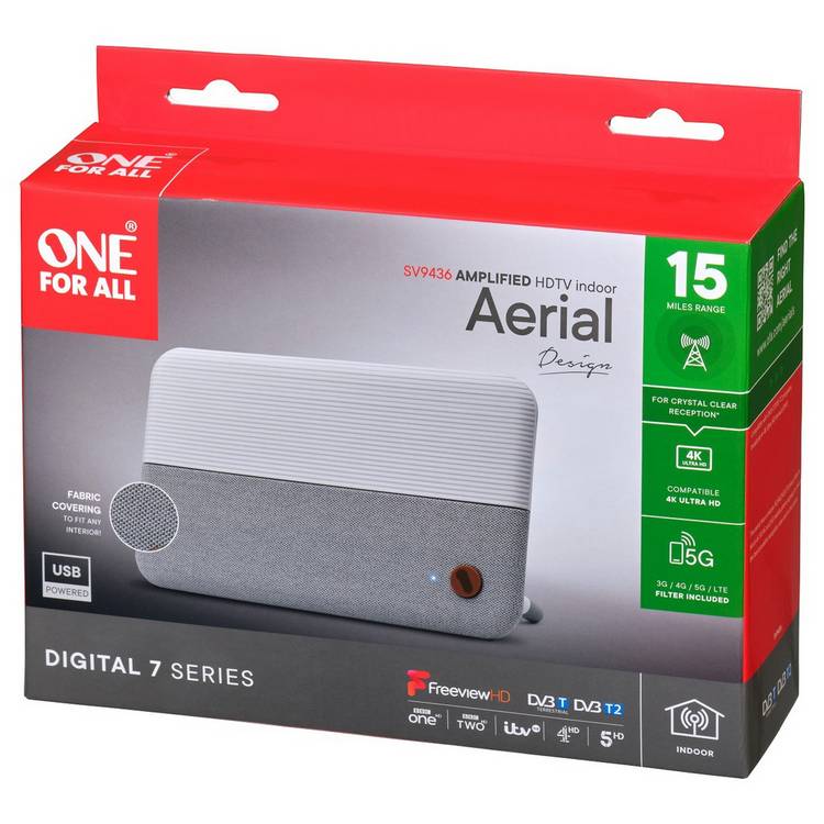 One For All amplified indoor TV aerial SV9436, imported from the UK