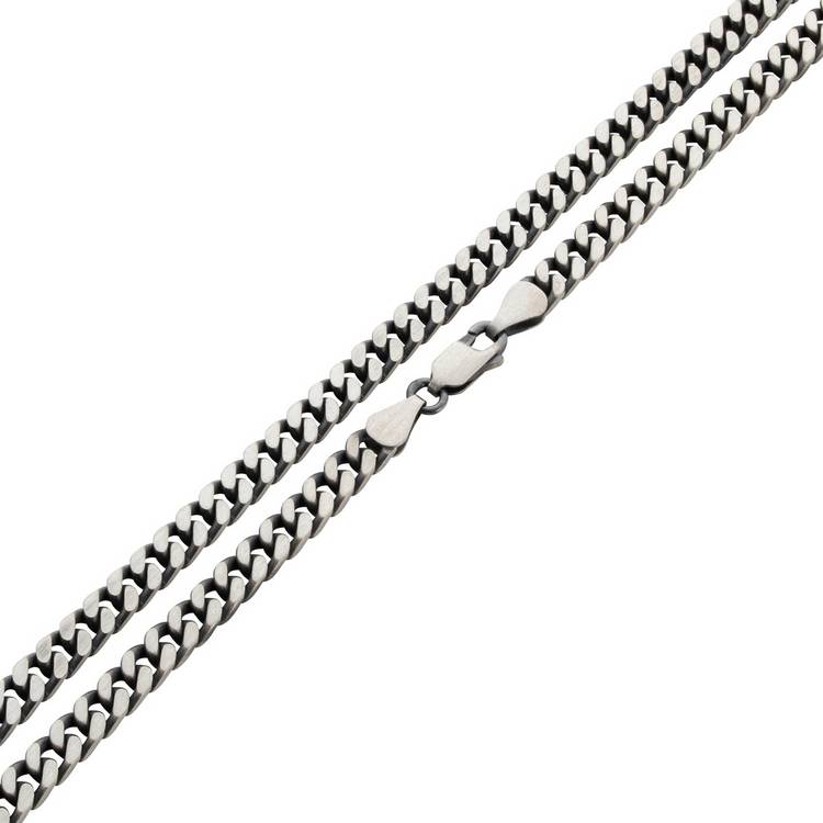 Revere men's oxidized curb chain necklace 50.8cm, UK version