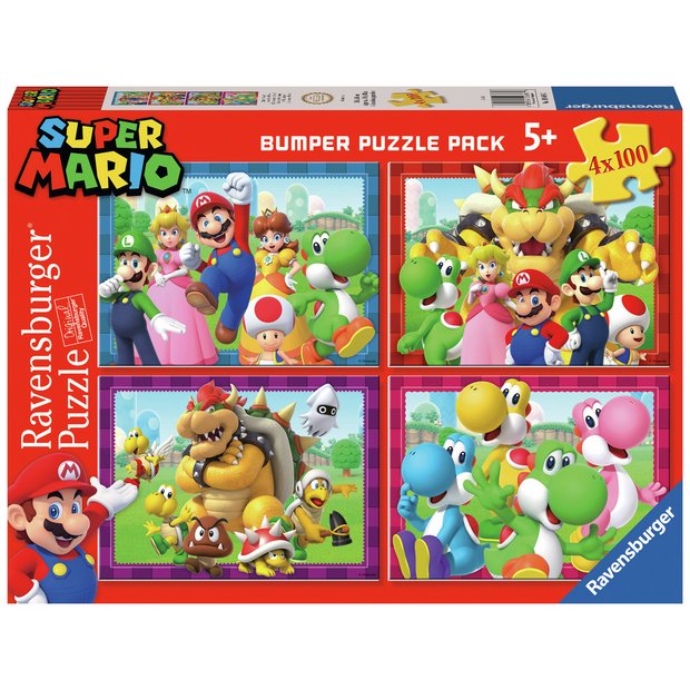 Super Mario 4x100 piece jigsaw puzzle pack, imported from the UK