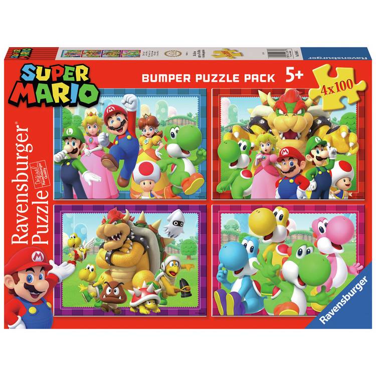 Super Mario 4x100 piece jigsaw puzzle pack, imported from the UK