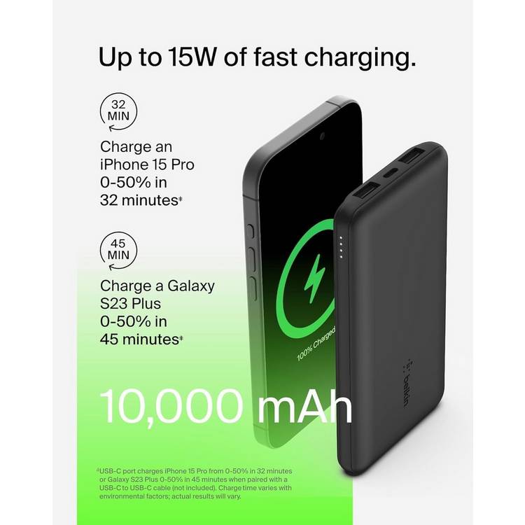 Belkin 15W portable power bank 10000mAh black, imported from the UK