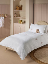 Next White Embroidered Bunny Ballerinas 100% Cotton Duvet Cover and Pillowcase Set- Buy online at McGrocer