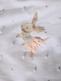 White embroidered bunny ballerinas duvet cover and pillowcase set (British brand)