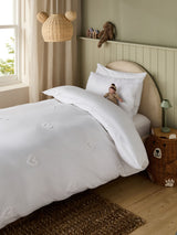 White Tufted Hearts 100% Cotton Duvet Cover and Pillowcase Set
