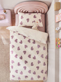 Fleece heart duvet cover and pillowcase set - British product