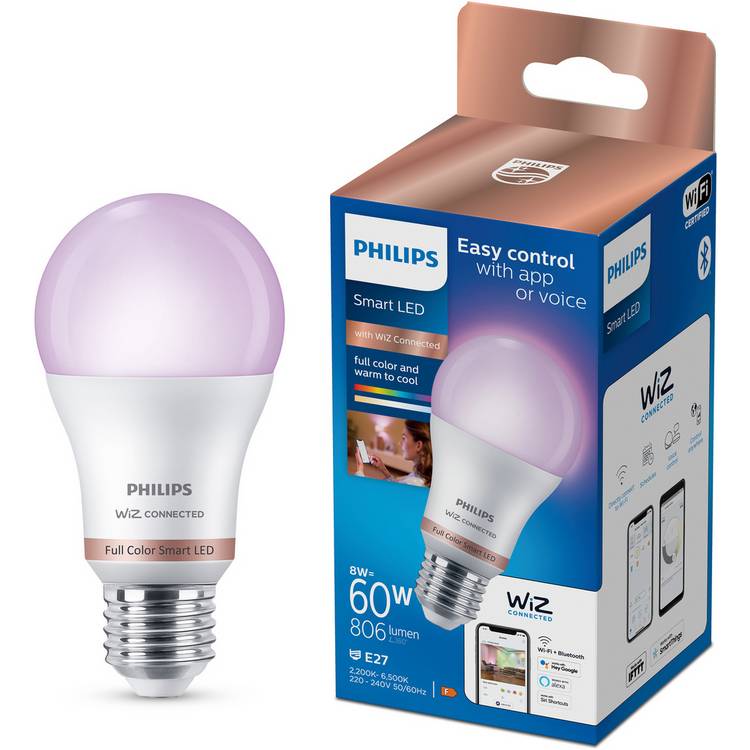 Philips WiZ E27 Colour smart LED bulb, UK version