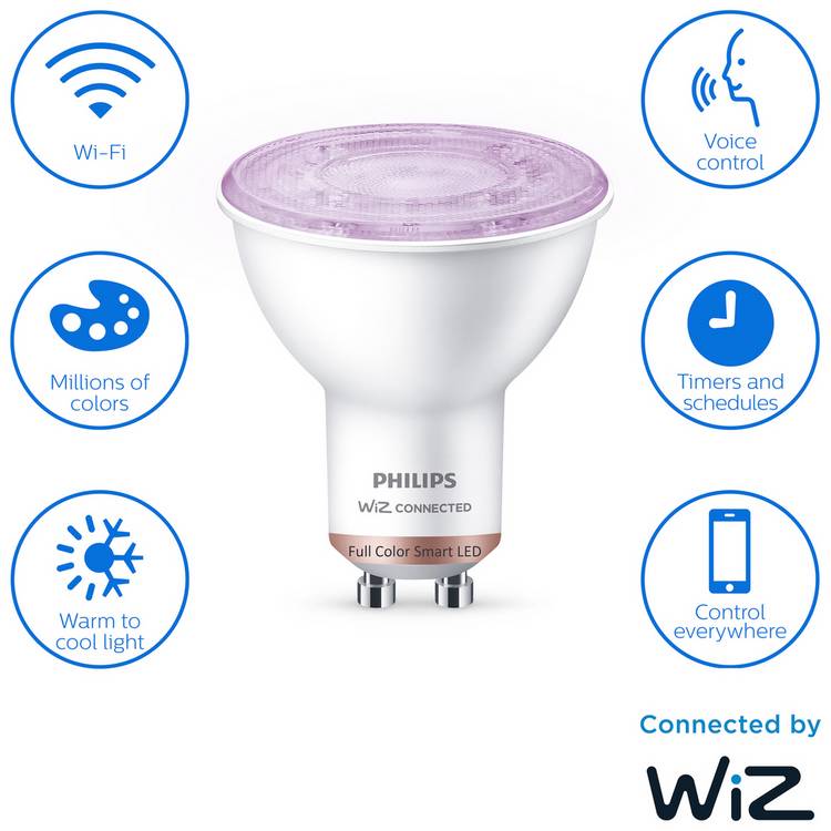 Philips WiZ GU10 smart LED bulb 2 pack (British brand)