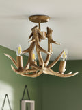 Natural Antler ceiling light resin 3-bulb 50cm (British brand)