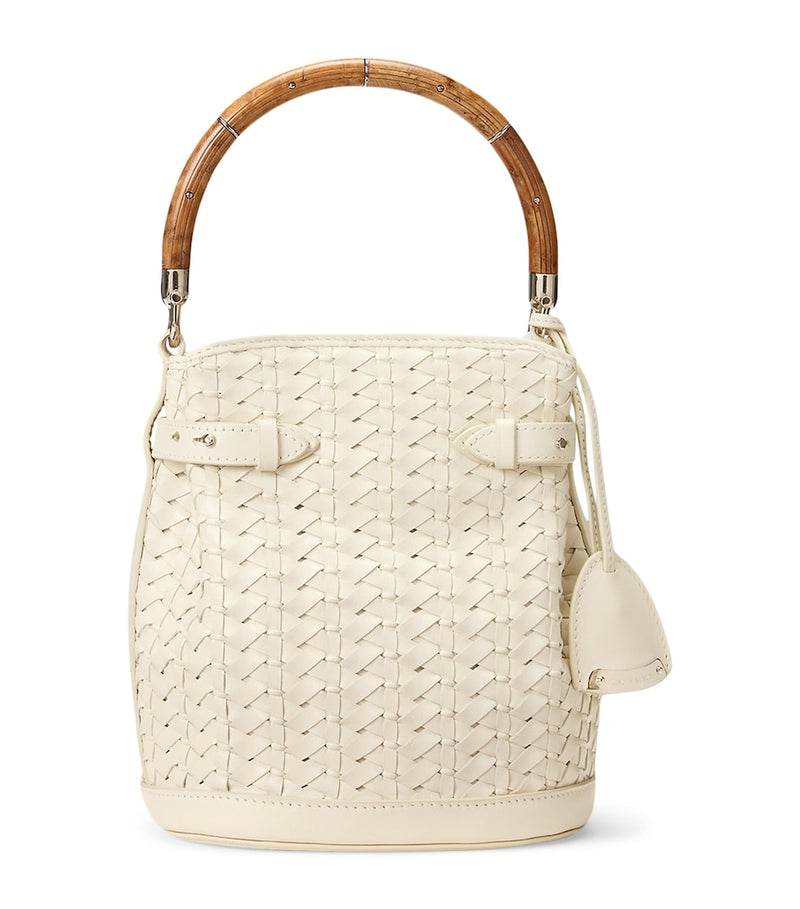 Ralph Lauren small leather bucket bag with burl-wood handle (British brand)