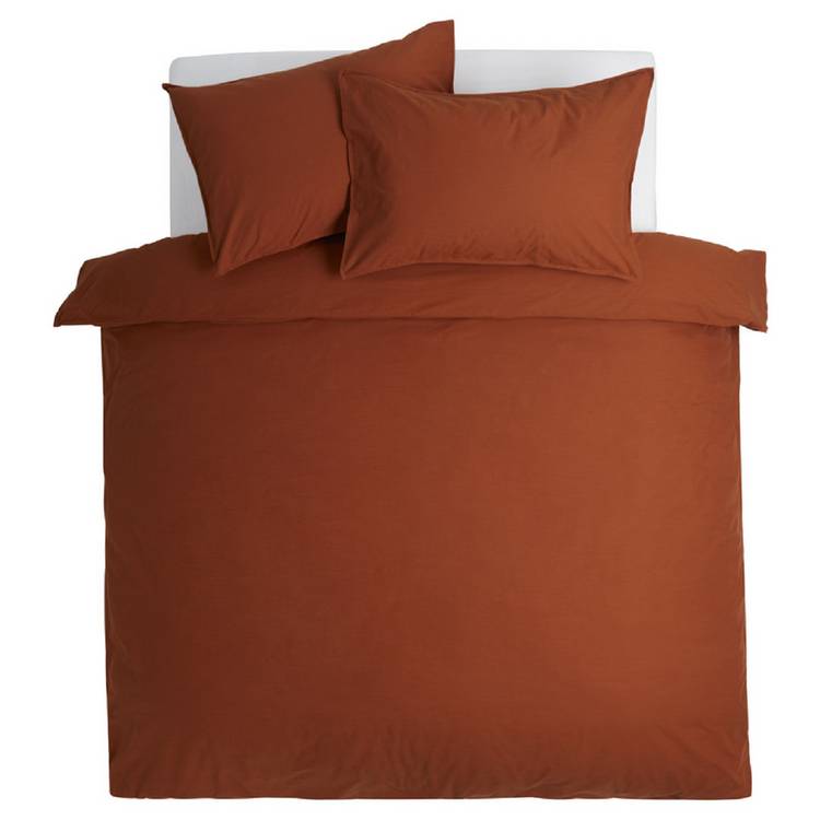 Habitat cotton linen rust bedding set double (British brand)