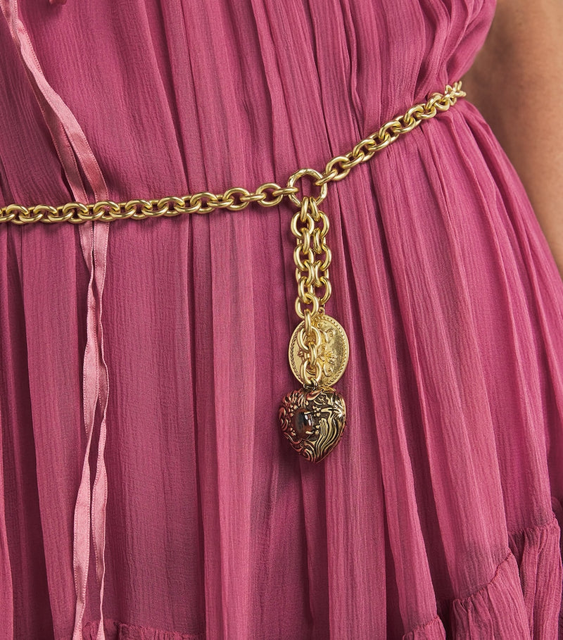 Chloé heart chain belt gold-tone faux pearl, imported from the UK