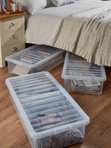 Next Wham Set of 3 Clear Crystal 42 Litre Plastic Under Bed Storage Boxes with Lids- Buy online at McGrocer