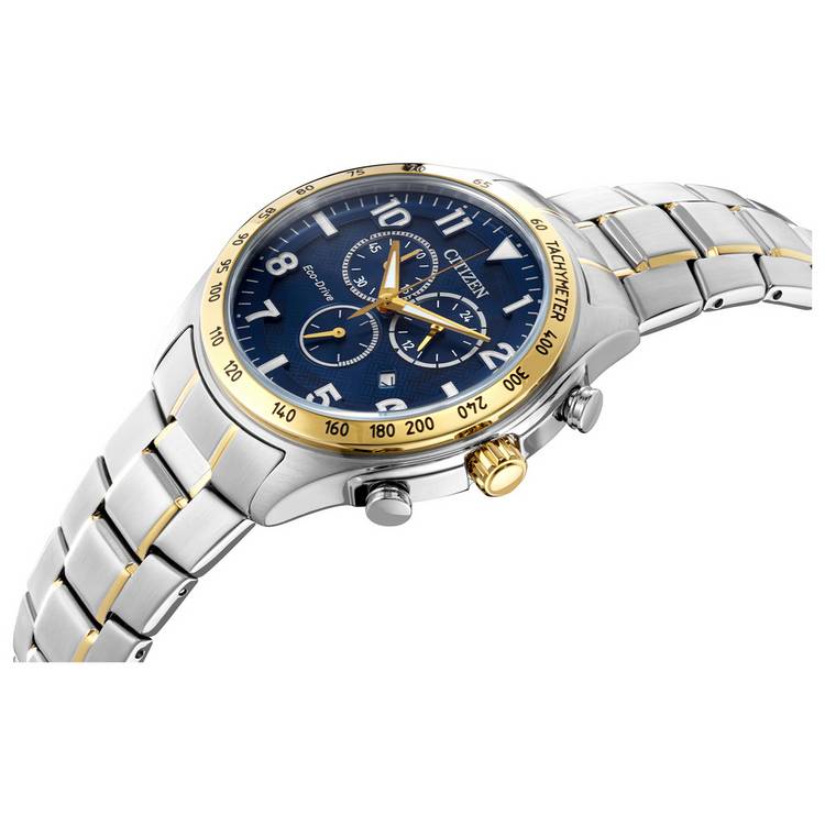 Citizen men's Eco-Drive watch with blue dial 47mm - British product