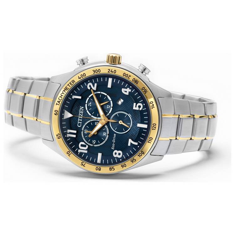 Citizen men's Eco-Drive watch with blue dial 47mm - British product