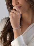 Silver Cubic Zirconia Halo Bracelet 26cm (British brand)