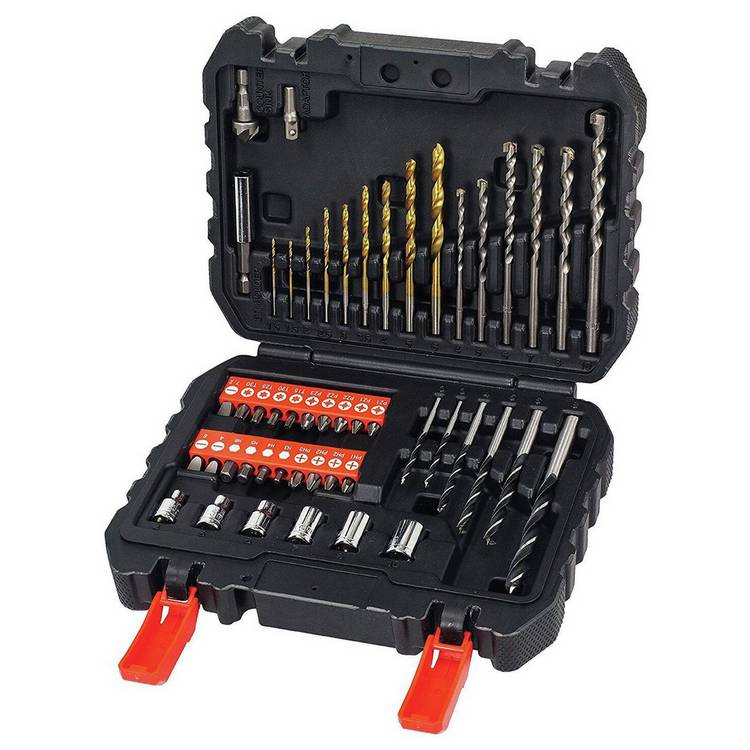 Black+Decker drill and screw set 50 piece, UK version
