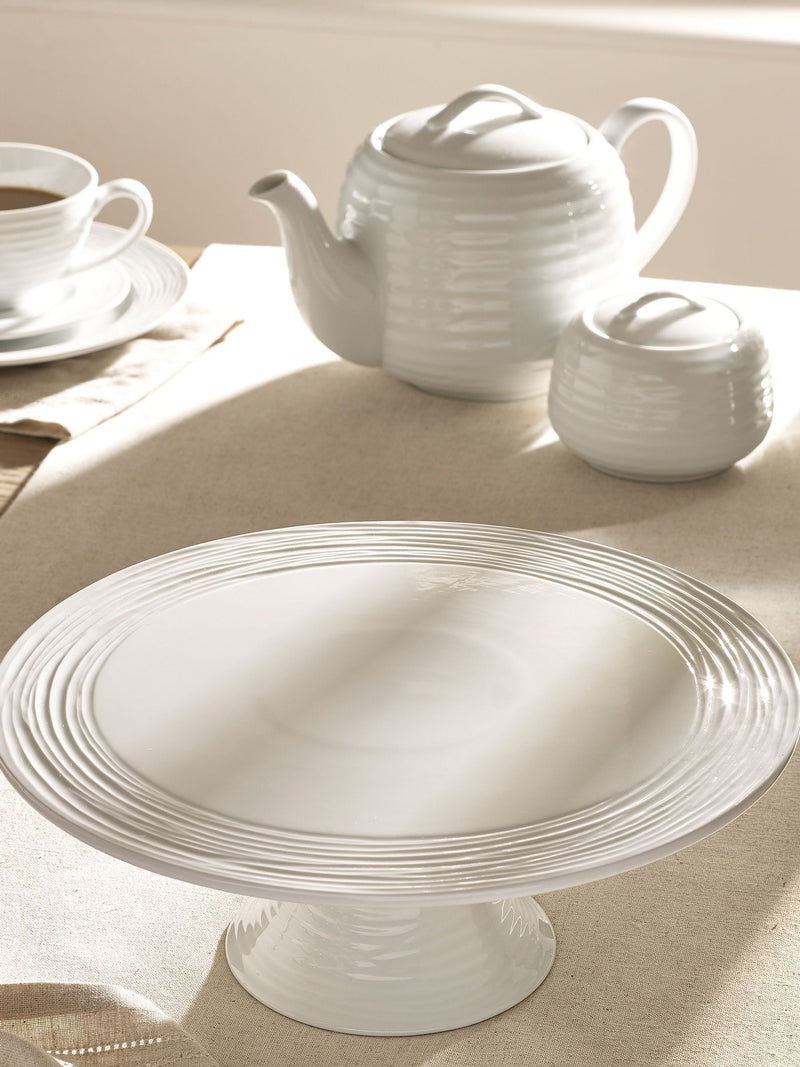 Malvern white embossed cake stand 11cm height 29cm diameter (British brand)