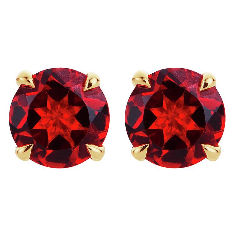 Revere 9ct yellow gold created ruby stud earrings - British product