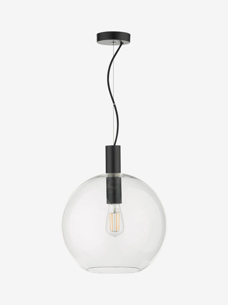Dar Lighting Black Zulu pendant ceiling light 35cm, imported from the UK