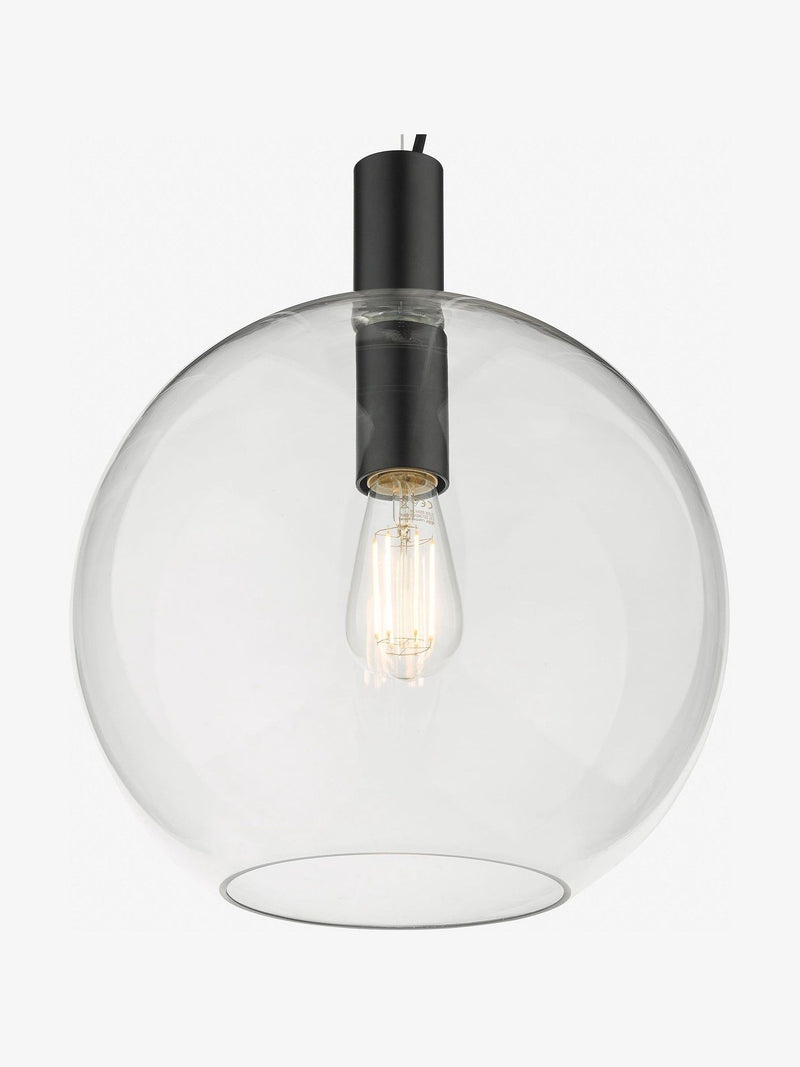 Dar Lighting Black Zulu pendant ceiling light 35cm, imported from the UK