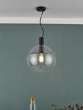 Dar Lighting Black Zulu pendant ceiling light 35cm, imported from the UK