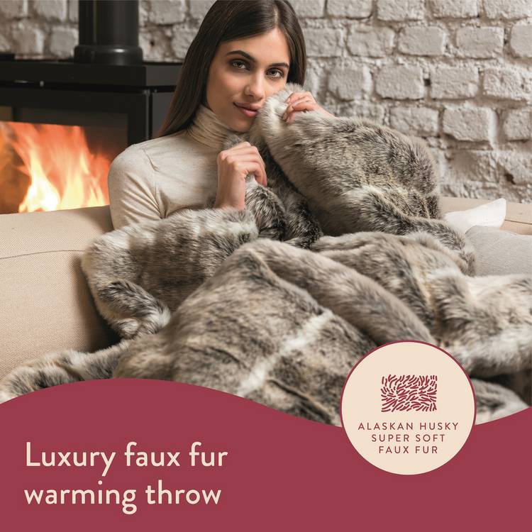 Dreamland faux fur husky heated throw large, UK version
