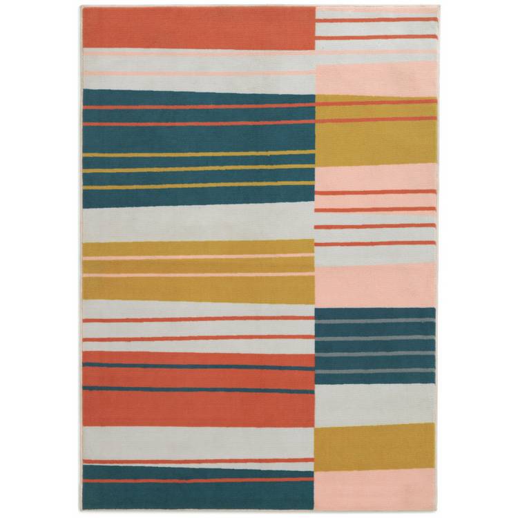 Argos Home abstract stripe coral rug 120x170cm, imported from the UK