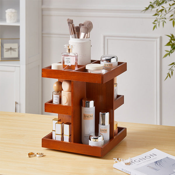 Livingandhome swivel retro makeup organizer red brown (British brand)