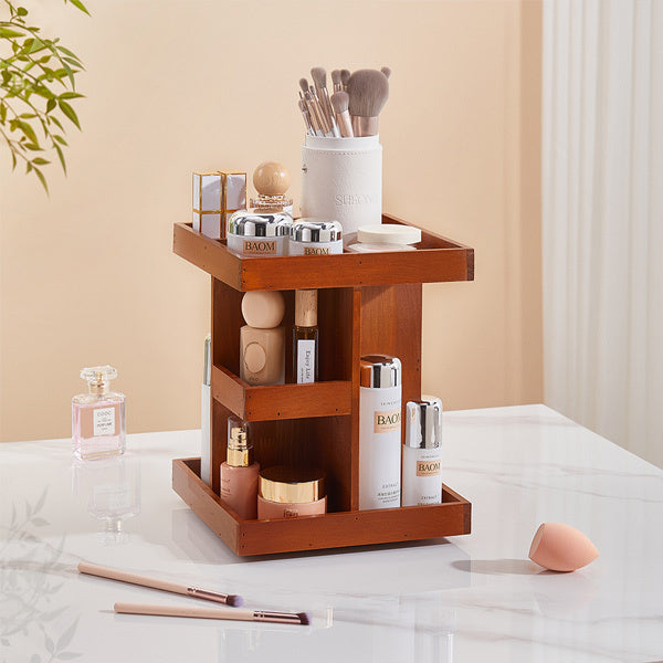Livingandhome swivel retro makeup organizer red brown (British brand)