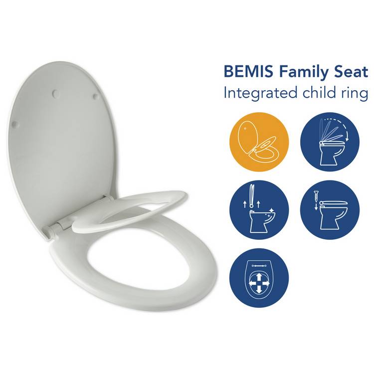 Bemis 2-in-1 family toilet seat white, imported from the UK