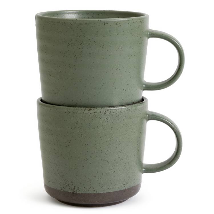 Habitat textured ripple sage mugs set of 4 (British brand)
